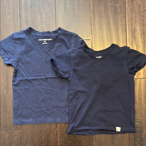 Bundle of Baby Boys Burts Bees Organic Cotton Navy Blue Kids V-Neck T-Shirts! - Picture 1 of 11